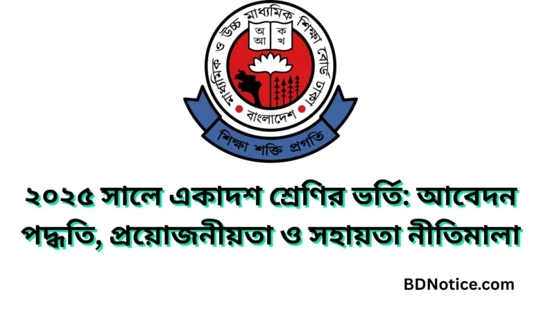 ২০২৫ সালে একাদশ শ্রেণির ভর্তি: আবেদন পদ্ধতি, প্রয়োজনীয়তা ও সহায়তা নীতিমালা